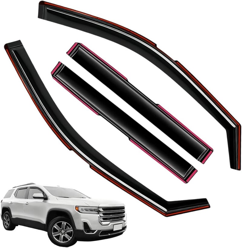 LONGKEES Window Visors Rain Guards FIT 2017–2023 GMC Acadia – in-Channel Vent Deflectors 4PC Set All-Weather - Image 1